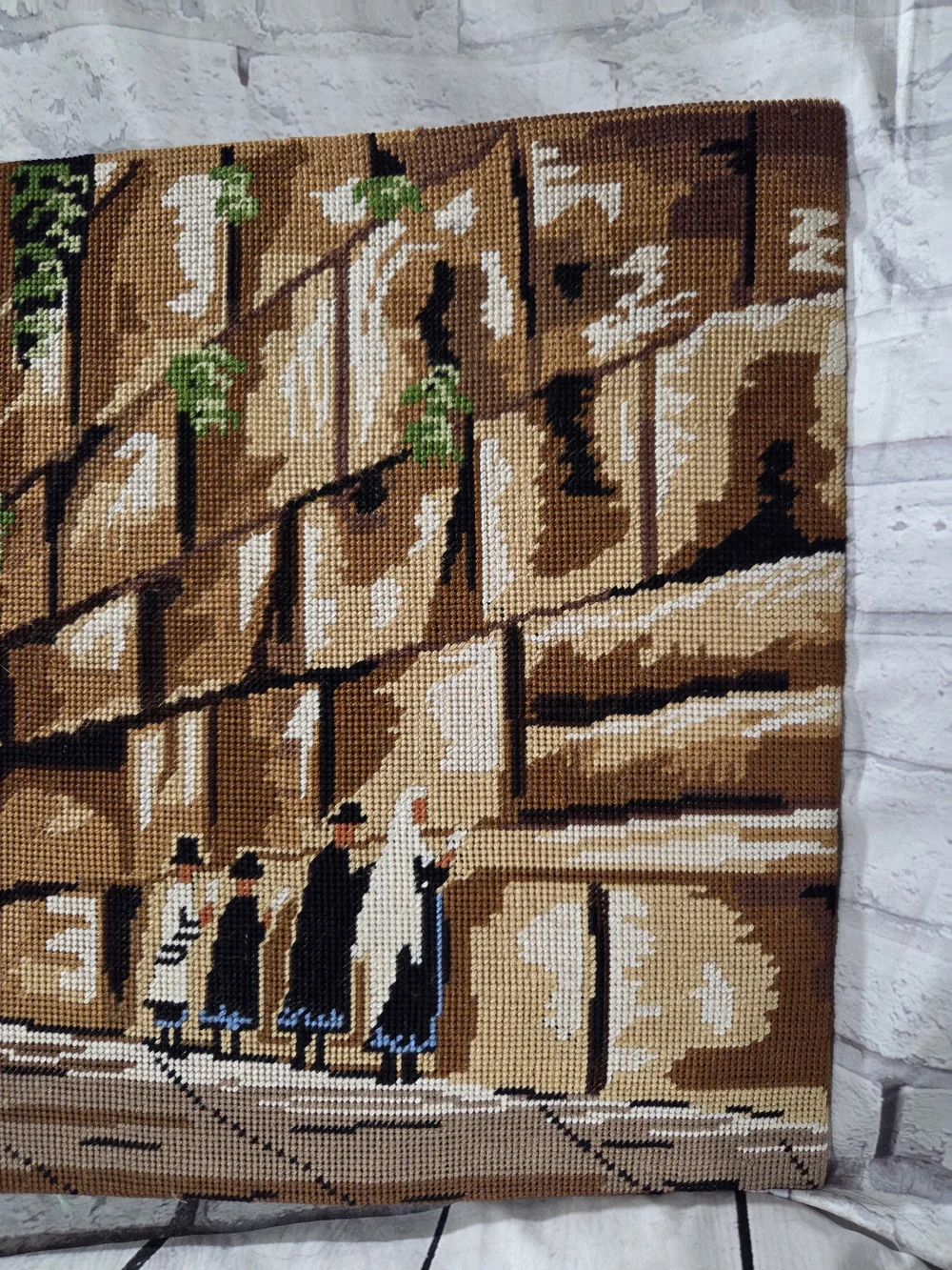 Handcrafted Wall Tapestry Panel. Vintage Needlepoint